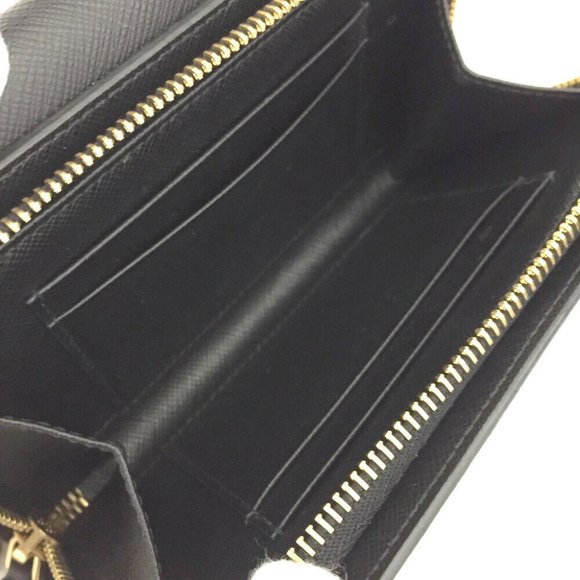 100% Authentic PRADA Saffiano Logo Black Leather Wallet On Chain Shoulder Bag - Picture 5 of 9